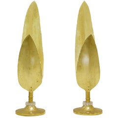 Paire de lampes de table palmier doré