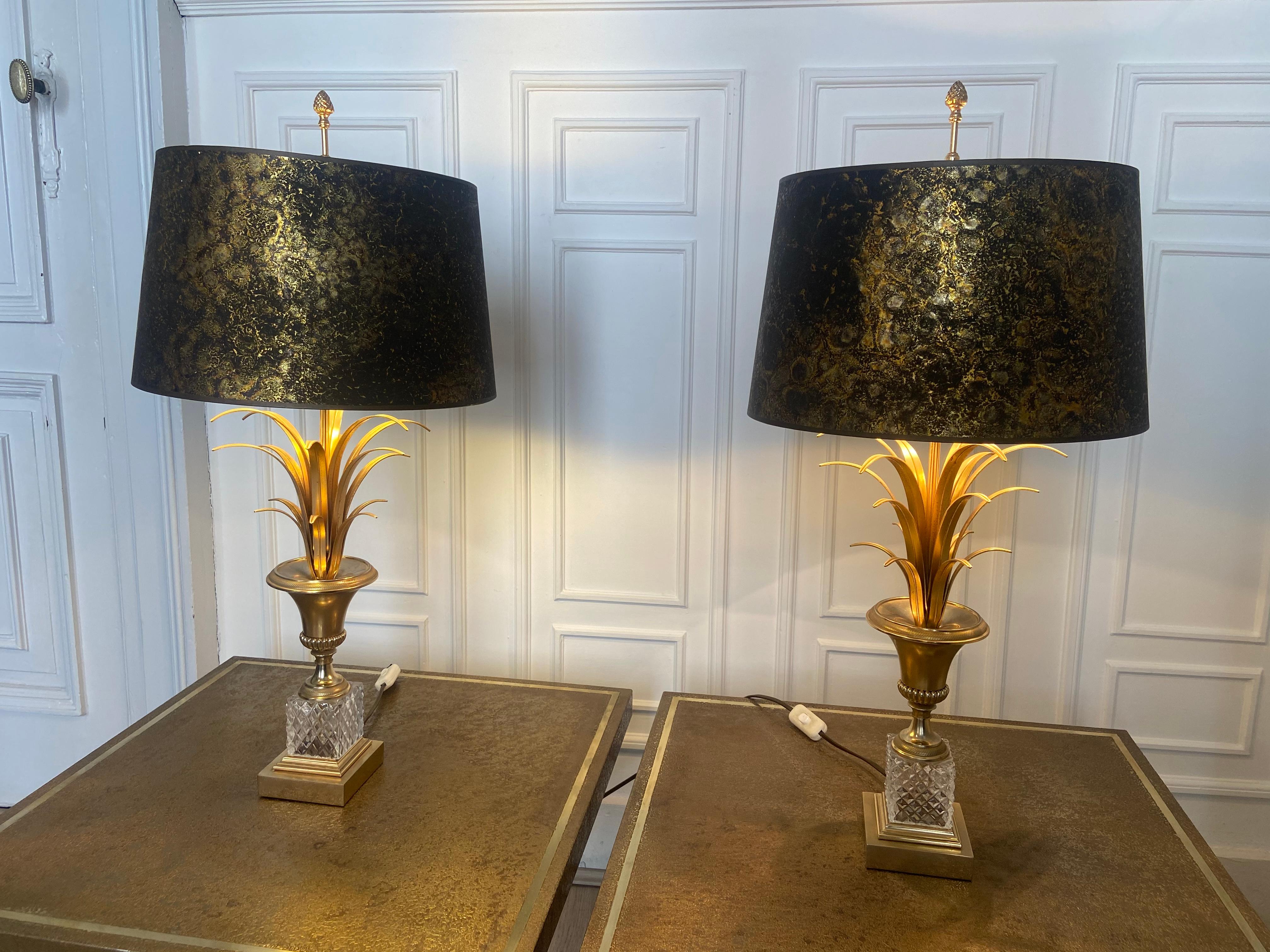 20th Century Pair of Palm Tree, Pineapple Lamps from Boulanger, Belgium, 1970 For Sale