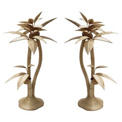 Pair of Palm Tree Rattan Floor Lamp, Italy