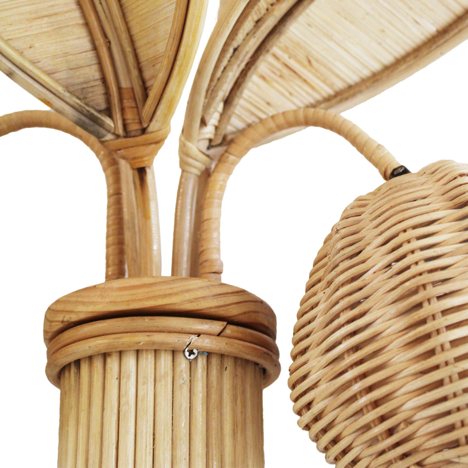  Pair of Palm Tree Rattan Sconces In Good Condition In Madrid, ES