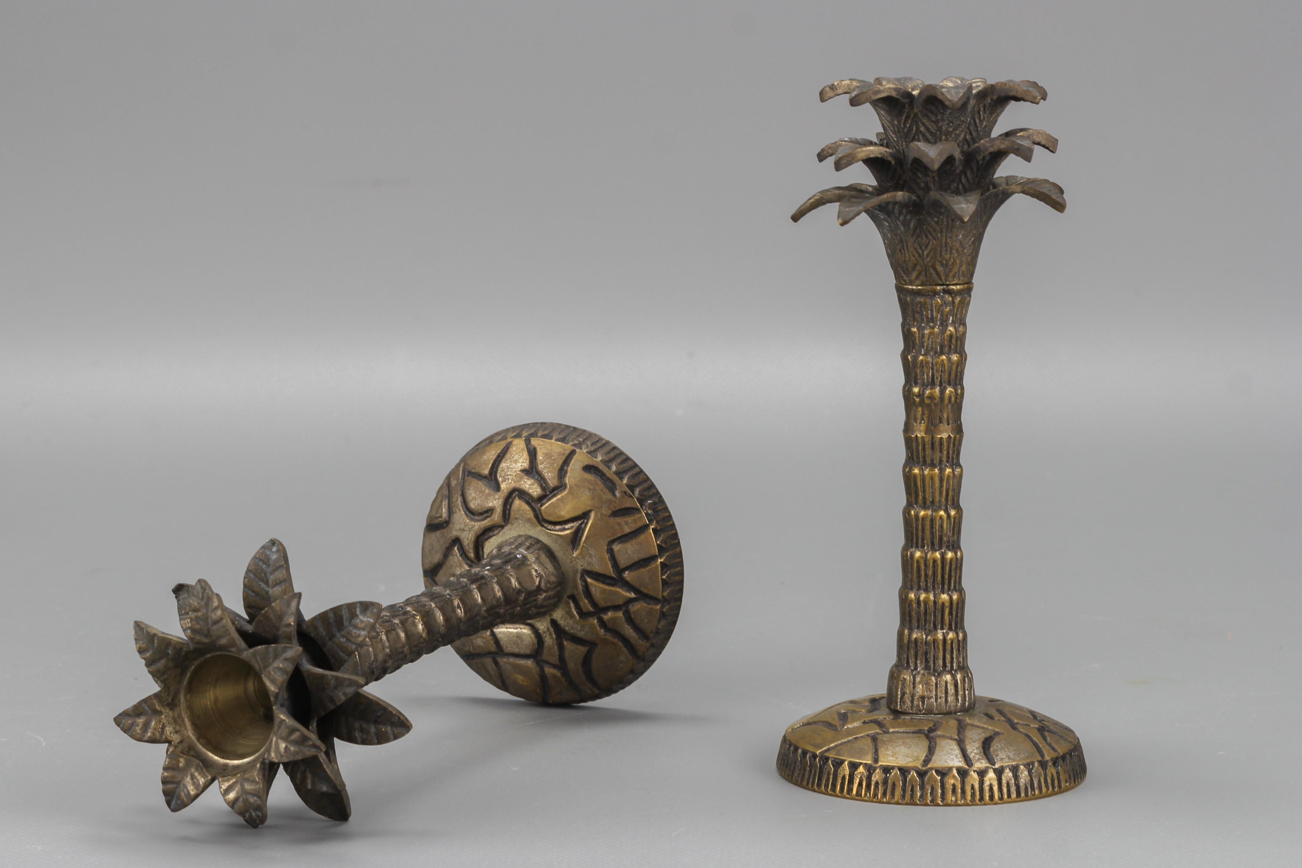 Pair of Palm Tree Shaped White Bronze Candlesticks 3