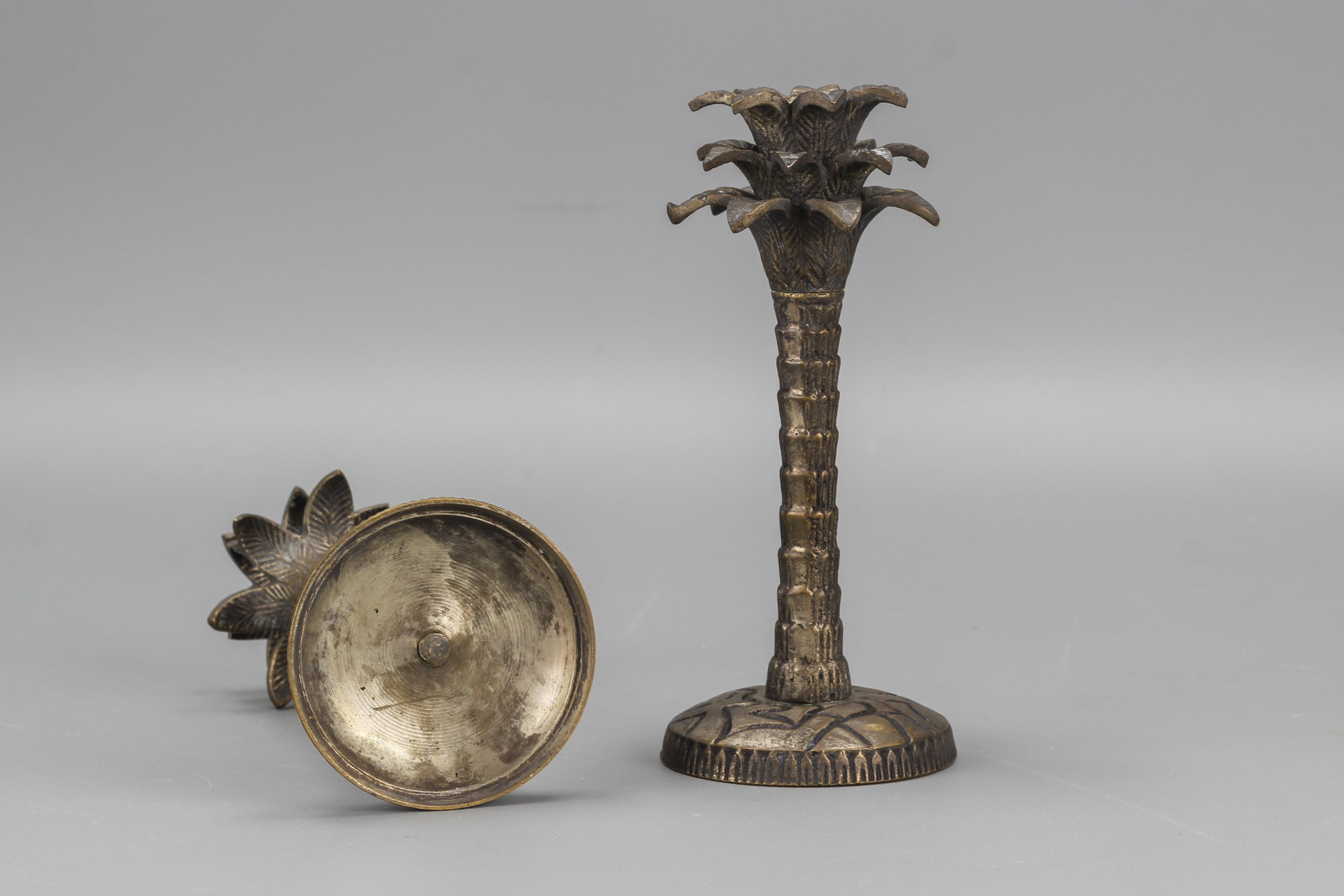 Pair of Palm Tree Shaped White Bronze Candlesticks 4