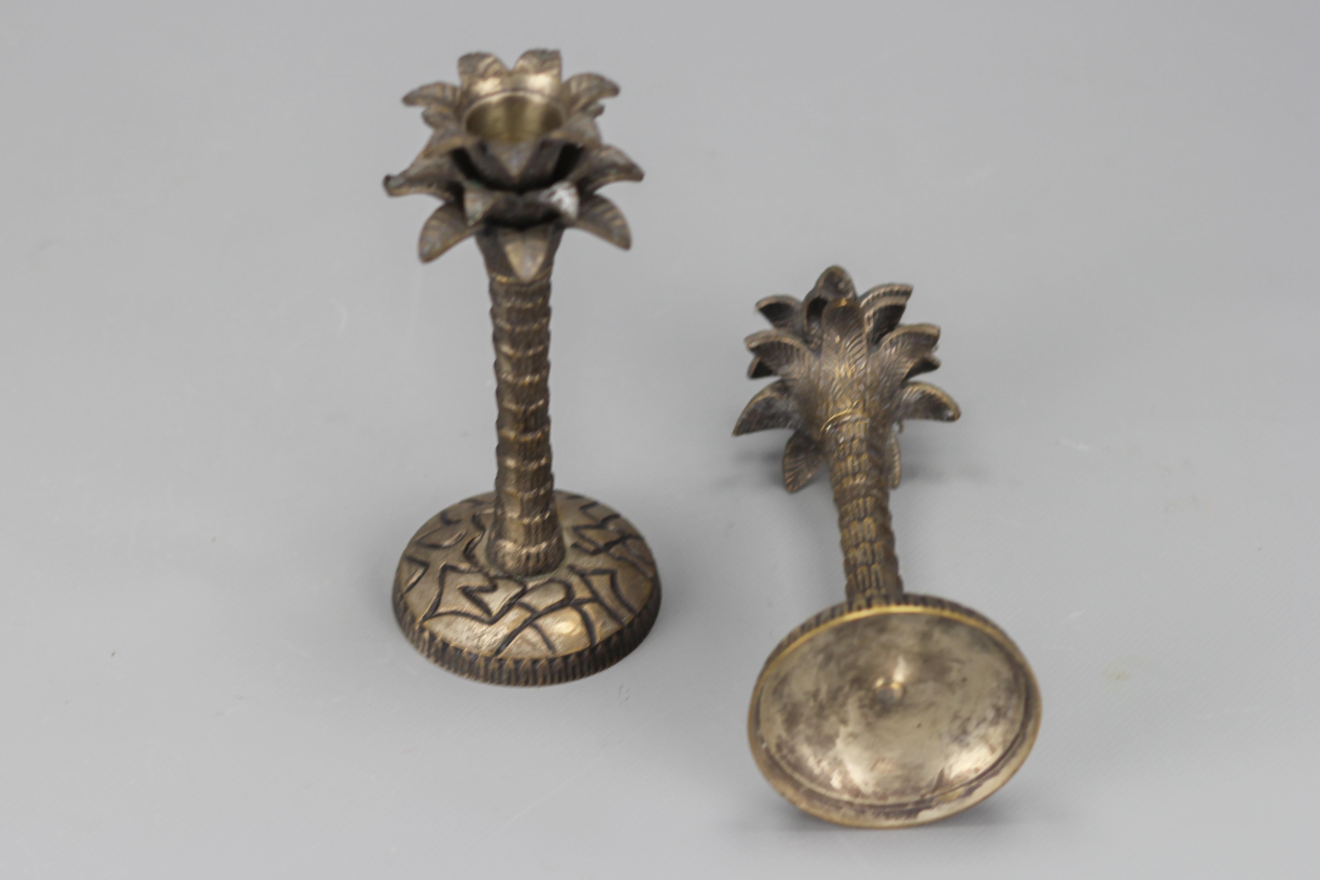 Pair of Palm Tree Shaped White Bronze Candlesticks 9