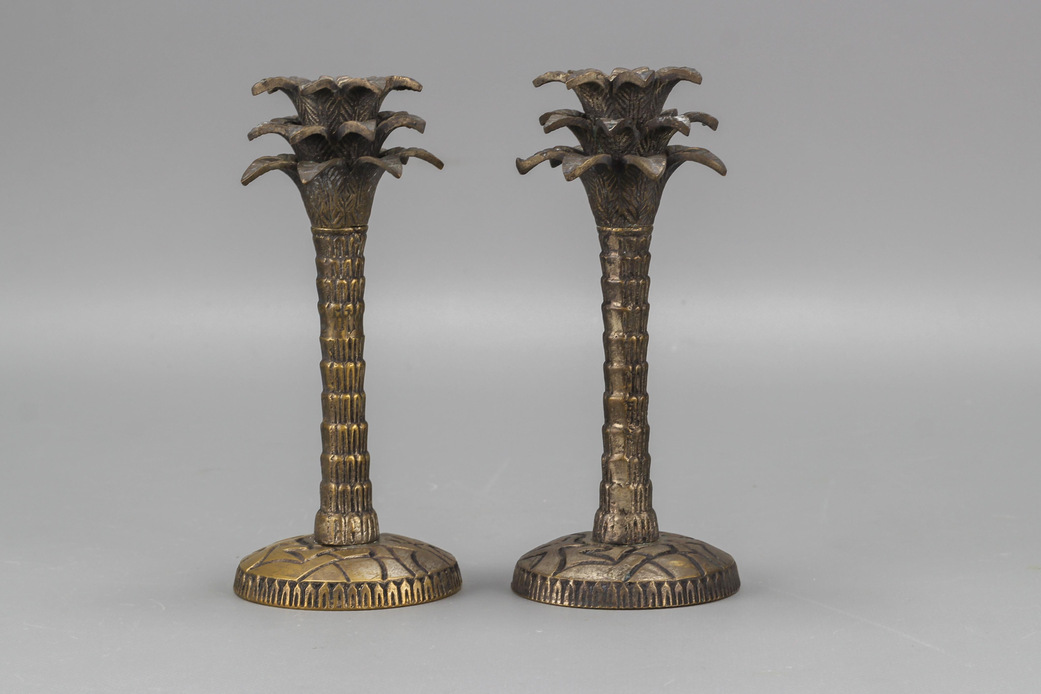 Pair of Palm Tree Shaped White Bronze Candlesticks 13