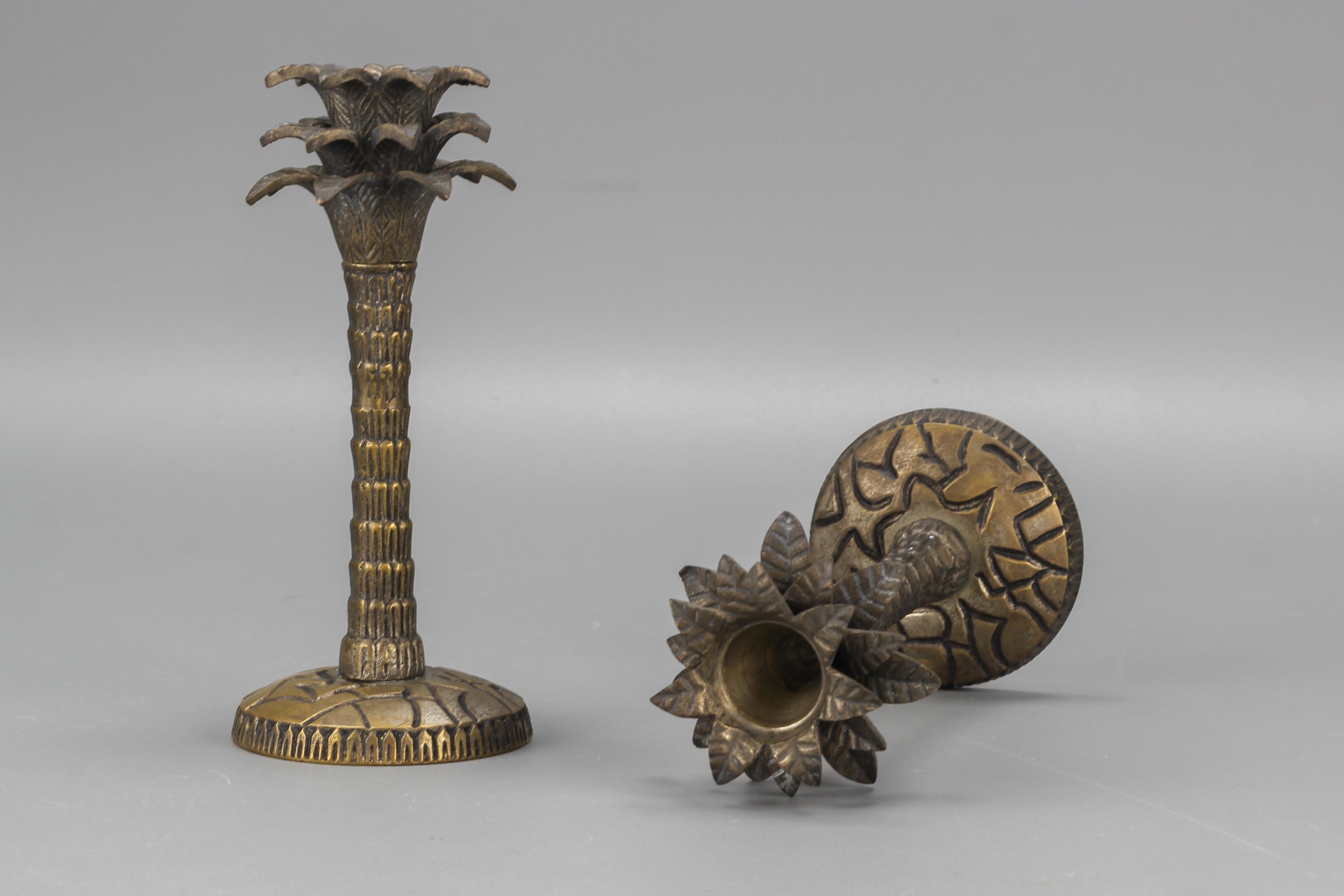 Pair of Palm Tree Shaped White Bronze Candlesticks 2