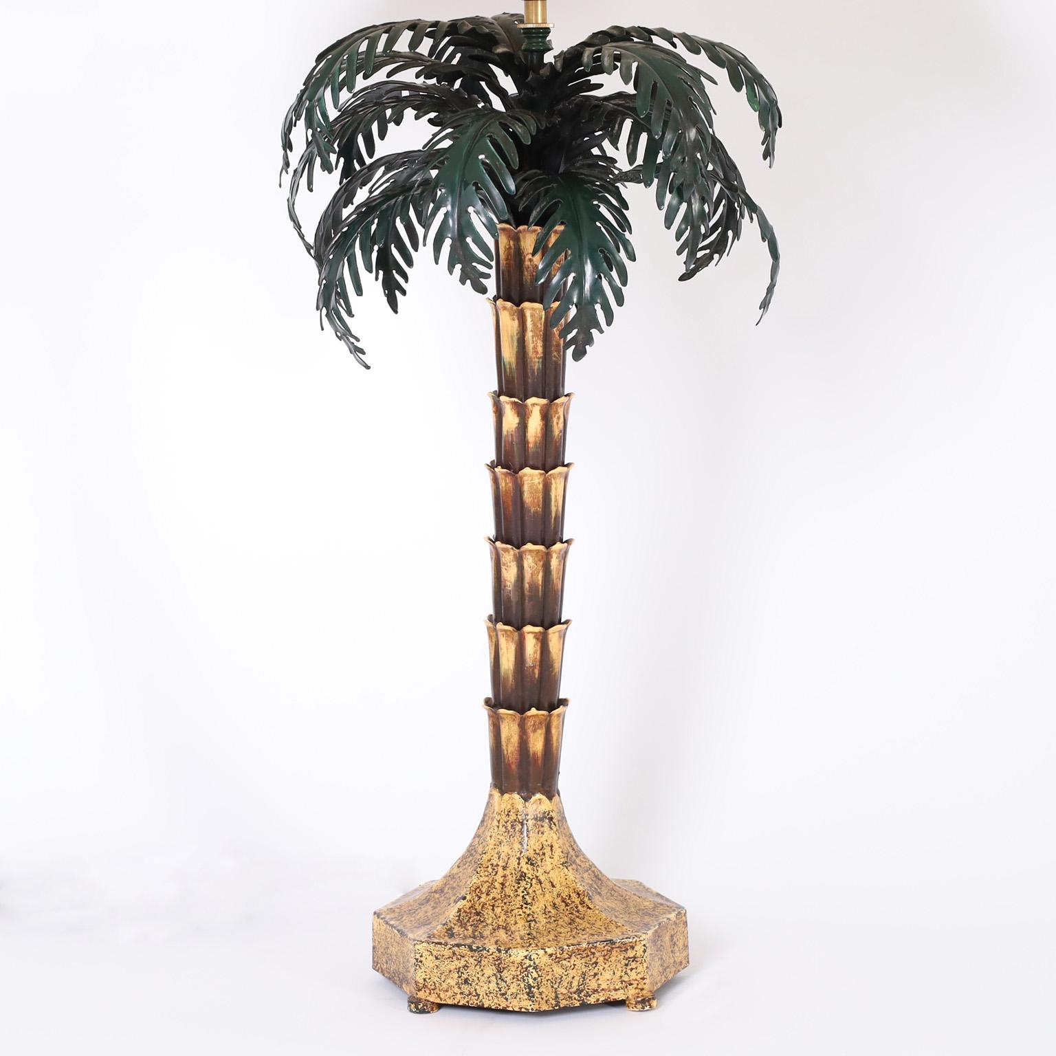 palm tree monkey lamp
