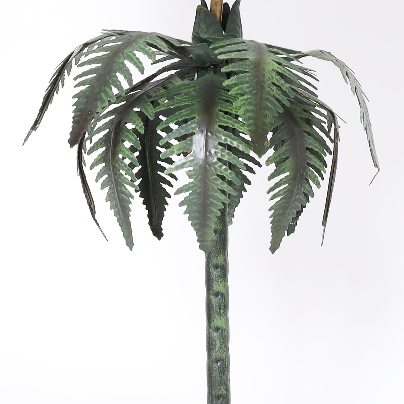 Italian Pair of Palm Tree Table Lamps For Sale