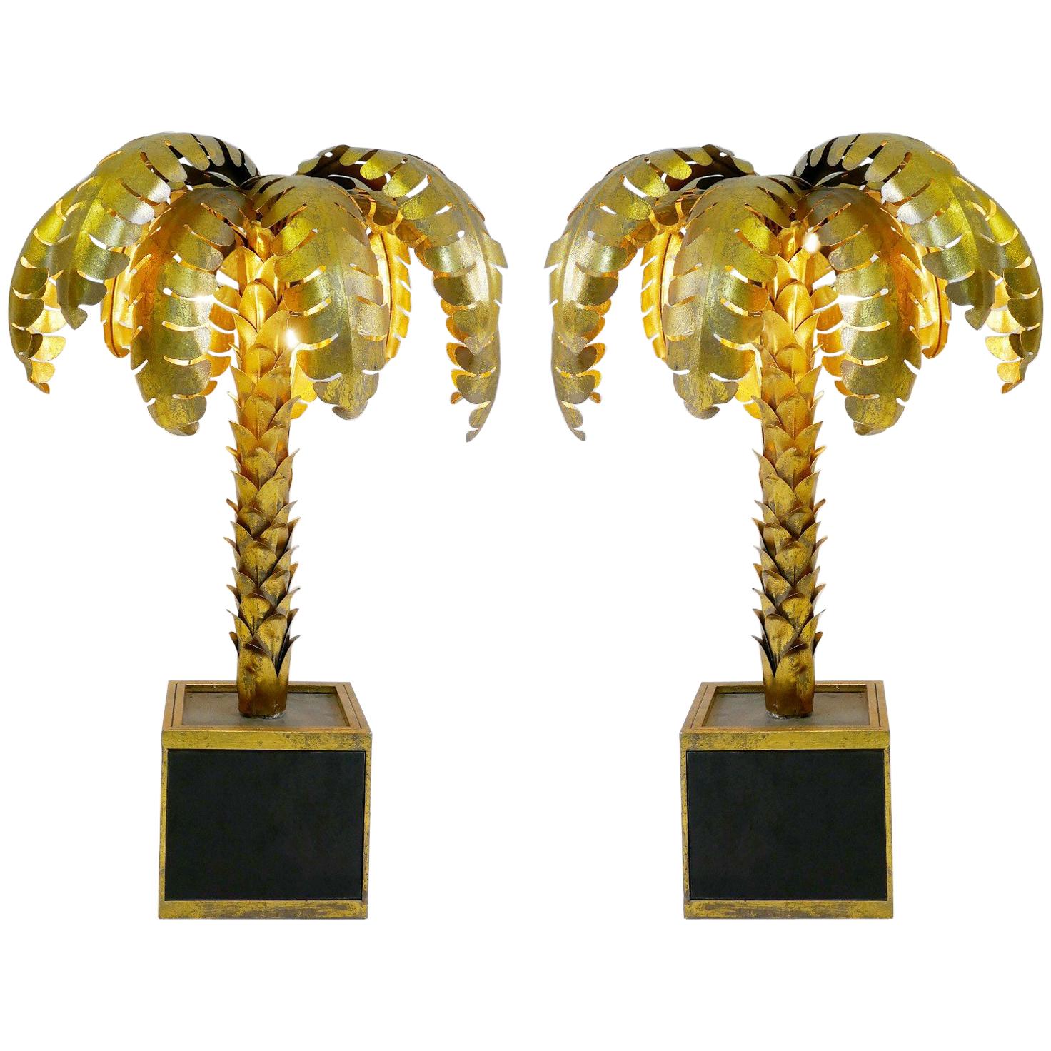 Paire de lampes de table en forme de palmier