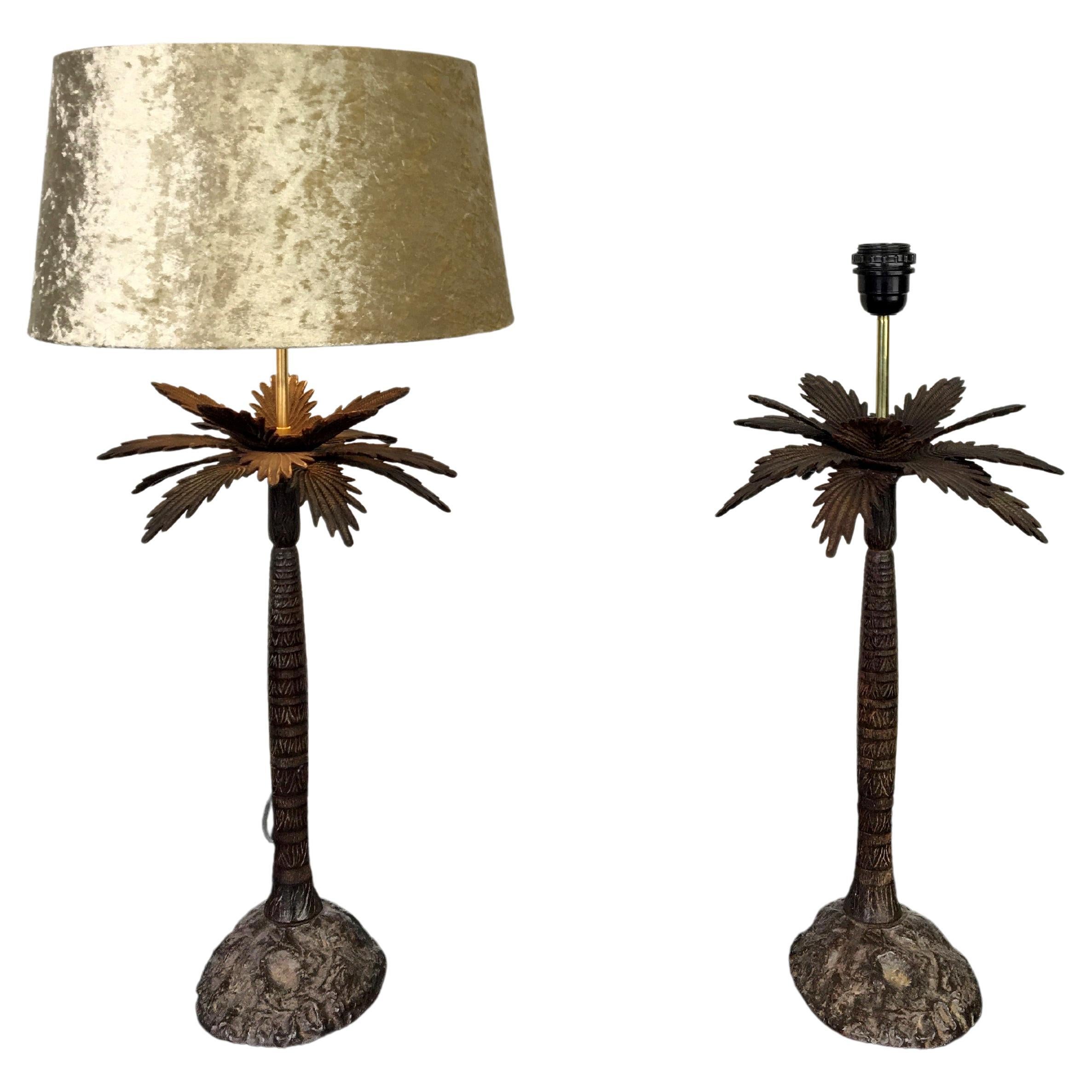 Pair of Vintage Bronze Palm Tree Lamps at 1stDibs