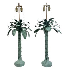 Paire de lampes de table Tole en forme de palmier
