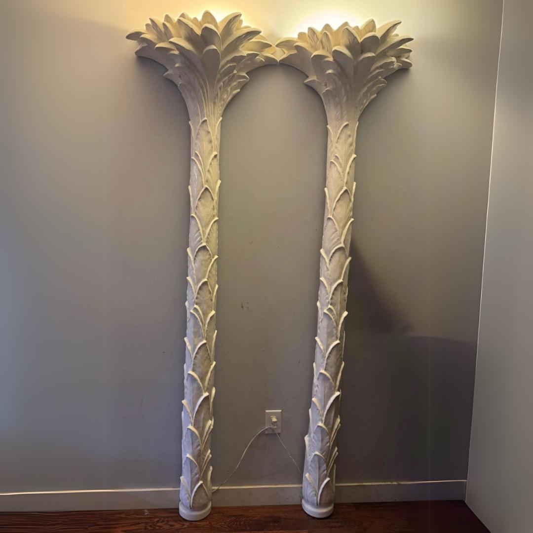 Hollywood Regency Paire de lampes torchères en forme de palmier dans le style de Dorothy Draper en vente