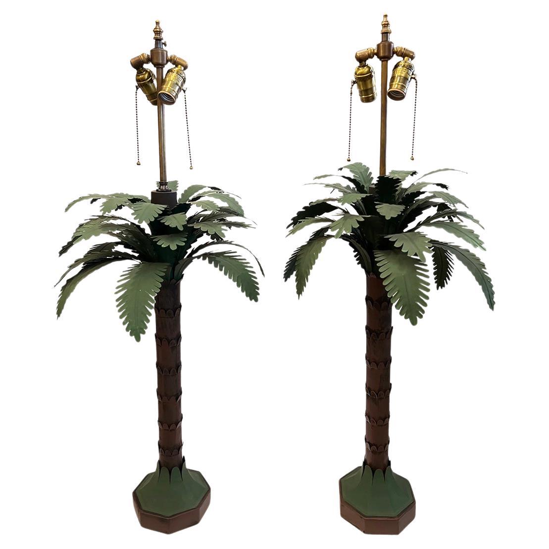 Pareja de Lámparas de Mesa Palmeras