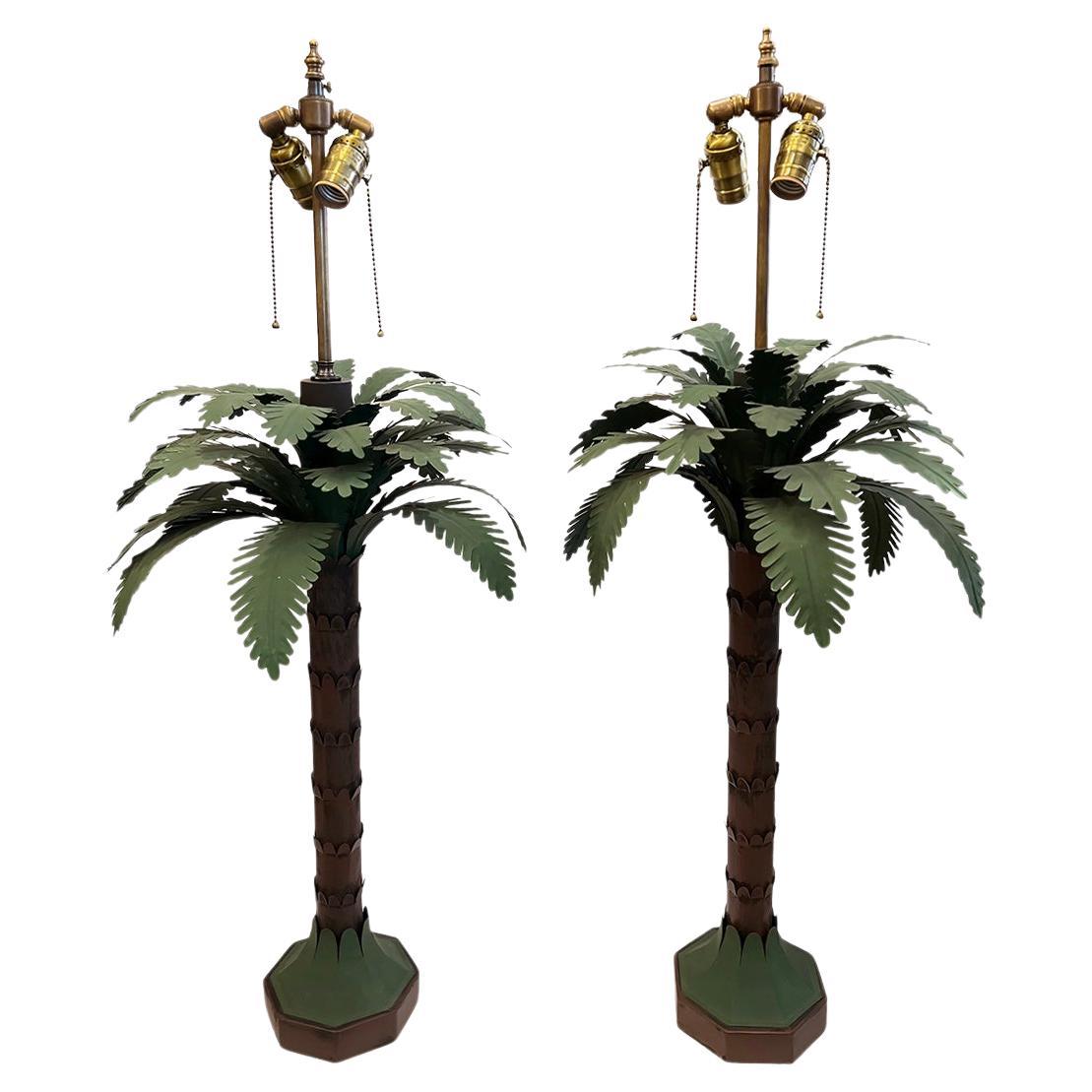 Pair of Palm Trees Table Lamps For Sale