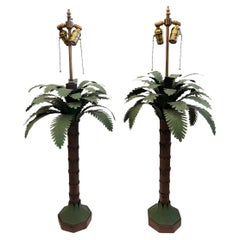 Vintage Pair of Palm Trees Table Lamps