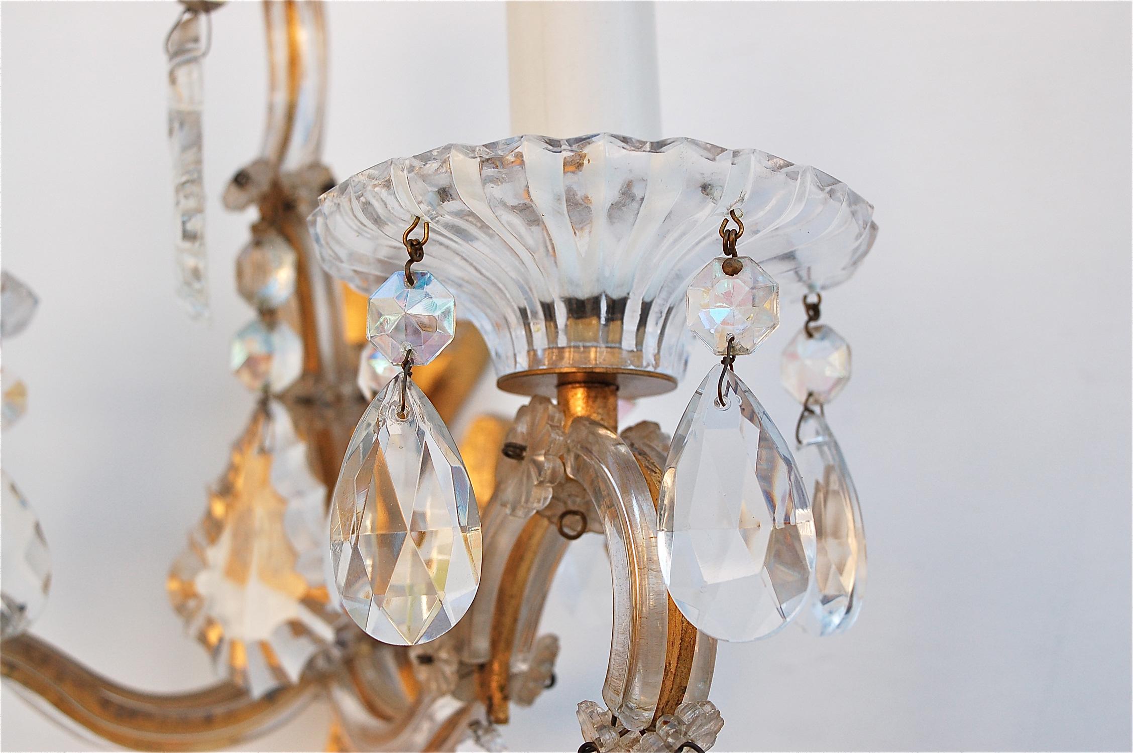 Hollywood Regency Pair of Palme & Walter KG Crystal Wall Sconces, 1960s Germany For Sale