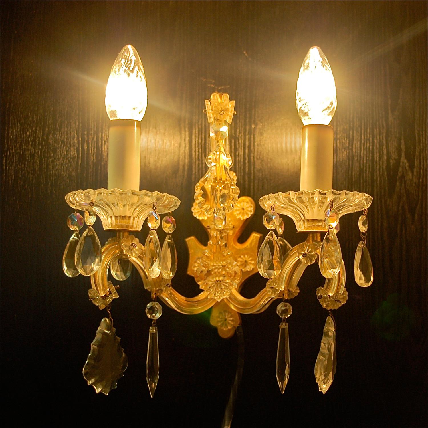 Pair of Palme & Walter KG Crystal Wall Sconces, 1960s Germany For Sale 1