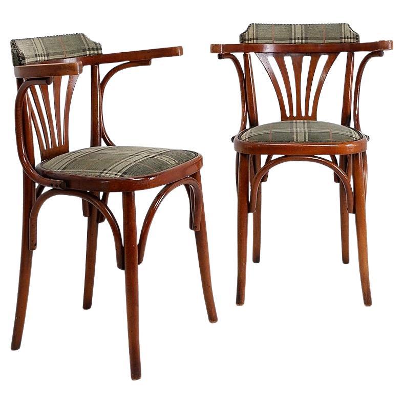Pair of "Palmette" armchairs in bentwood - Hilma/Belgium - original upholstery For Sale