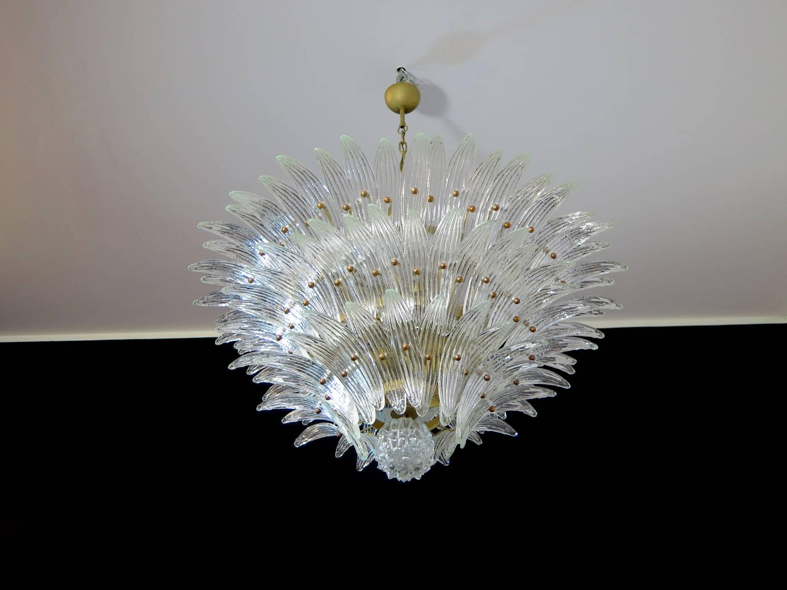 Pair of Palmette Chandelier Barovier & Toso Style, Murano 5