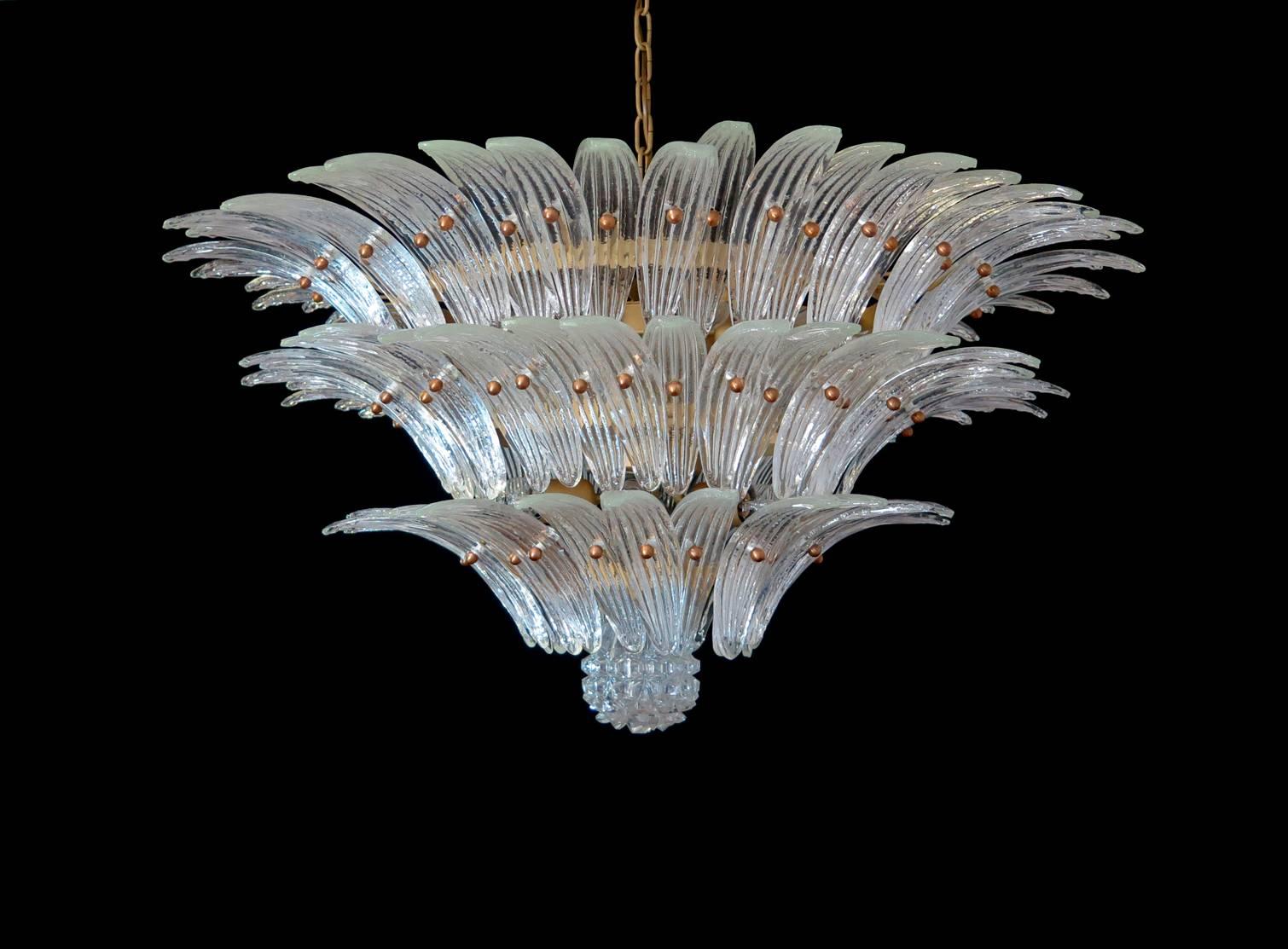 Pair of Palmette Chandelier Barovier & Toso Style, Murano 6