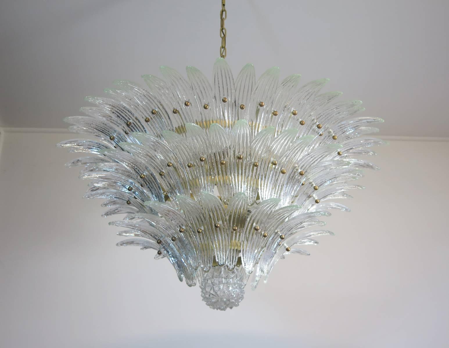 Late 20th Century Pair of Palmette Chandelier Barovier & Toso Style, Murano