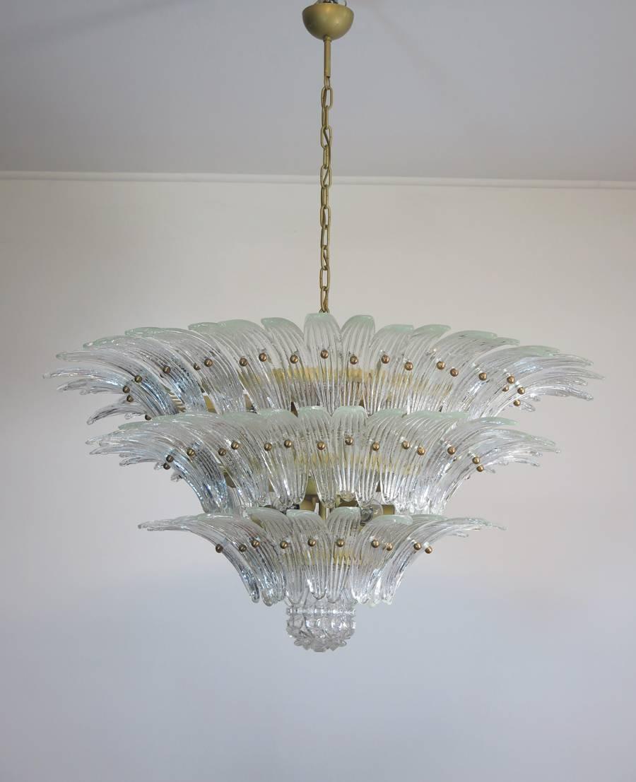 Metal Pair of Palmette Chandelier Barovier & Toso Style, Murano