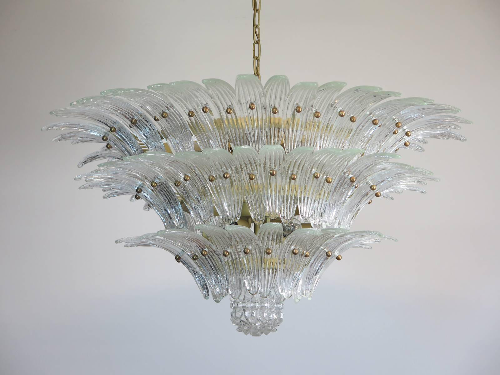 Pair of Palmette Chandelier Barovier & Toso Style, Murano 1