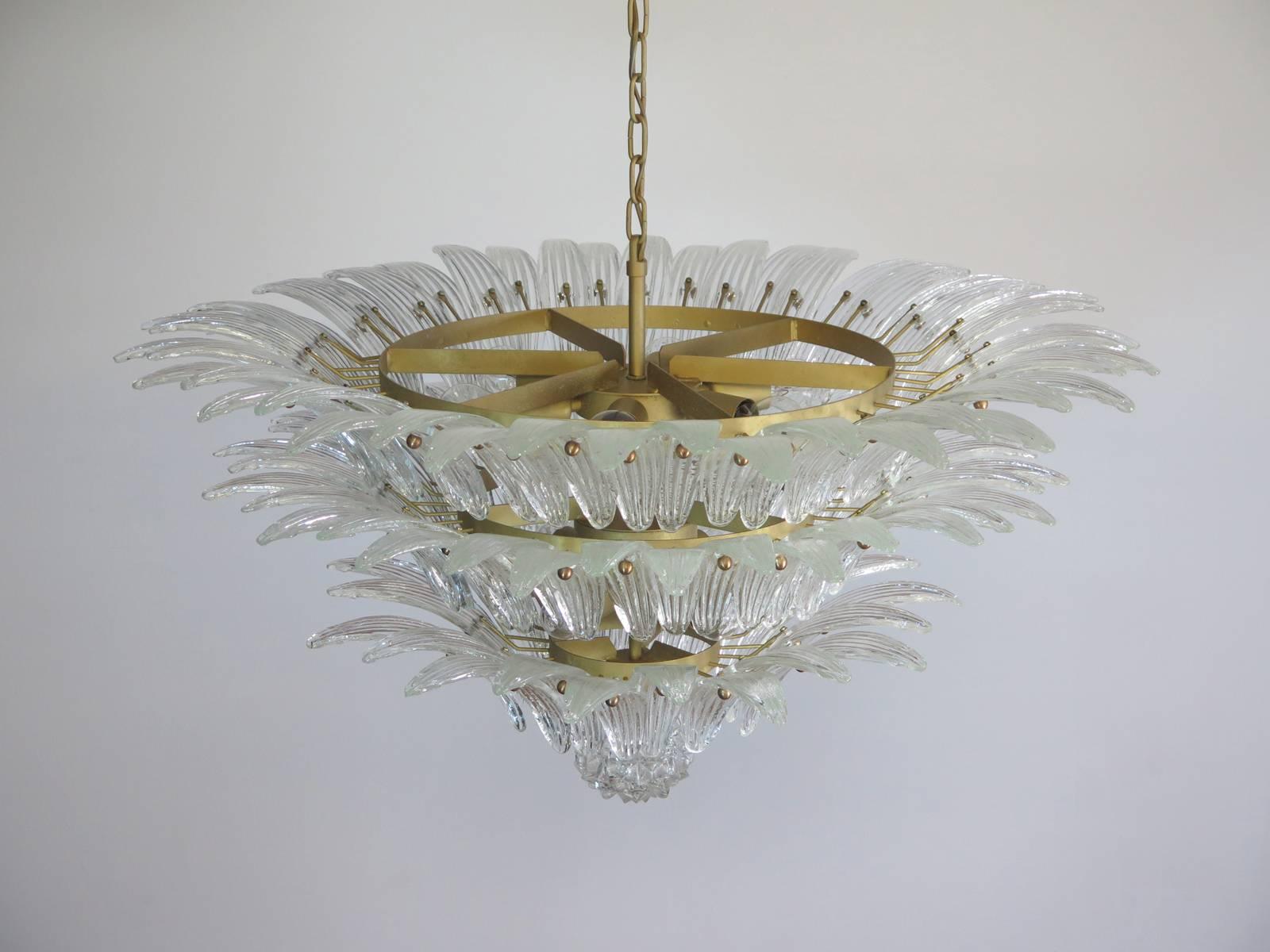 Pair of Palmette Chandelier Barovier & Toso Style, Murano 2
