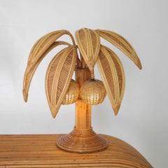 Pair of "palmtree/coconut tree" rattan lamps