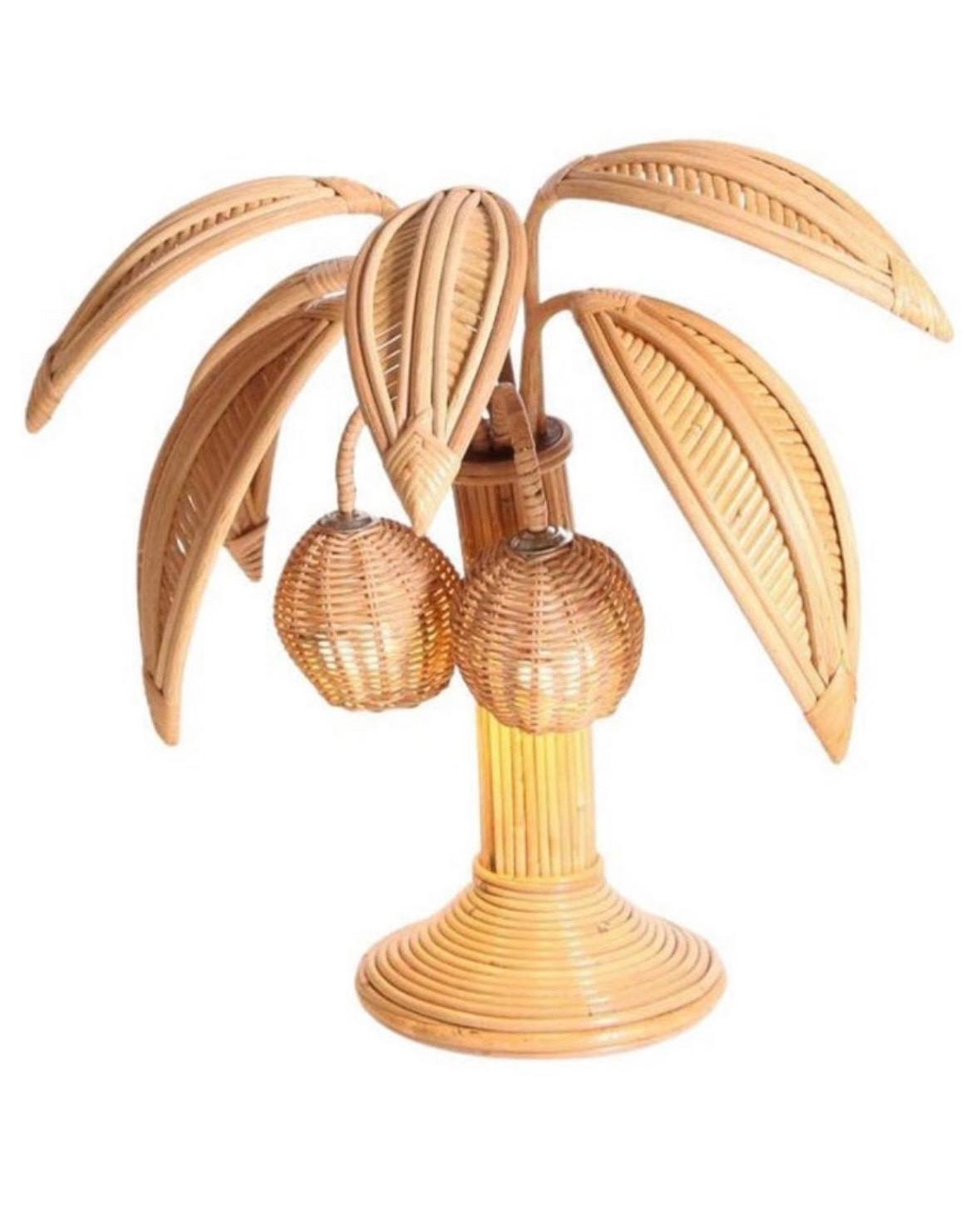 Rattan Coppia di lampade in rattan 