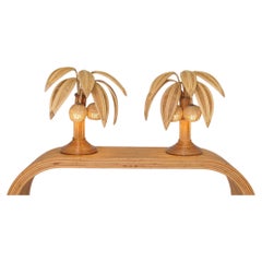 Pair of "palmtree/coconut tree" rattan lamps