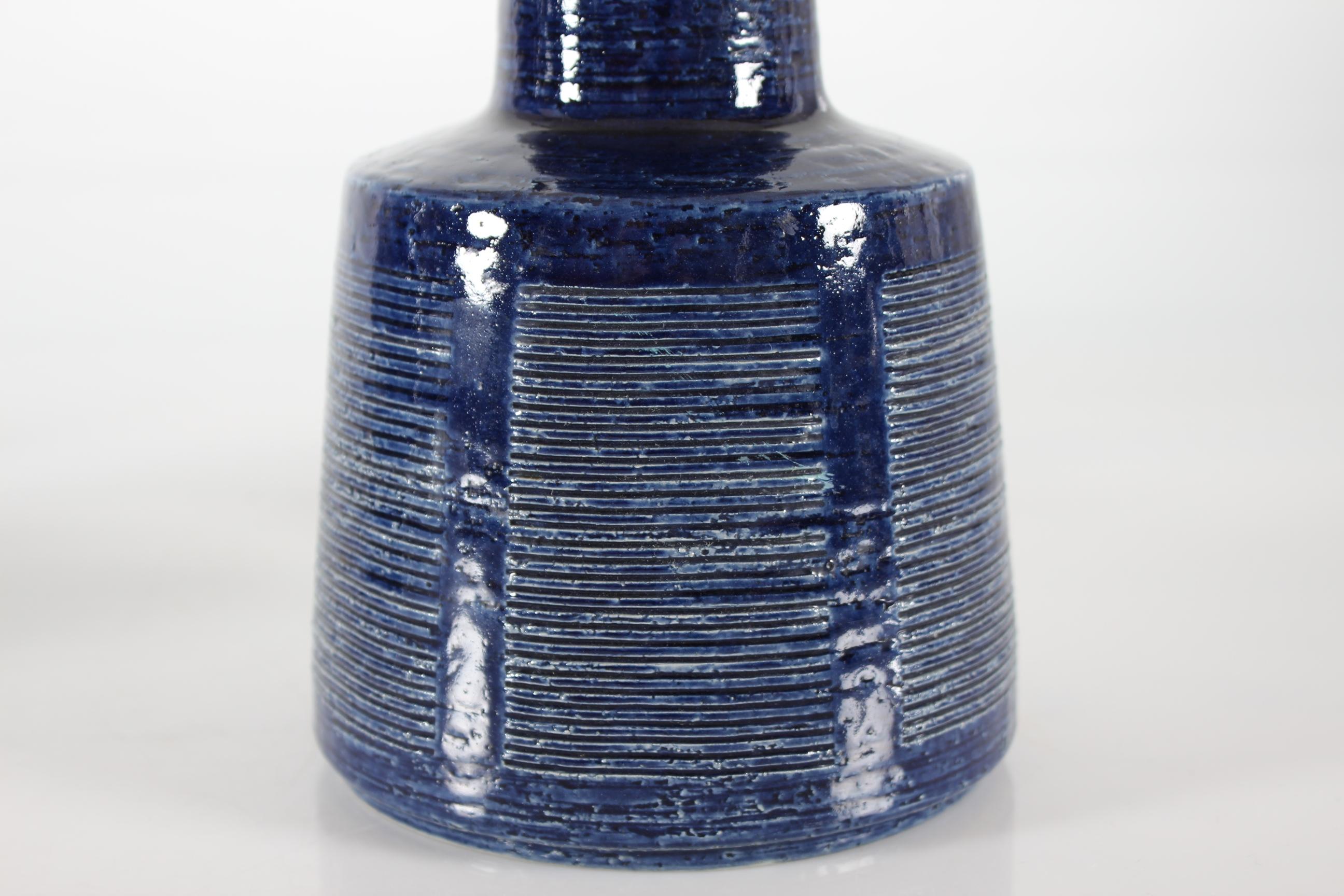 Mid-Century Modern Pair of Palshus Le Klint Table Lamps Dark Blue Glaze Danish Mid-Century Ceramic
