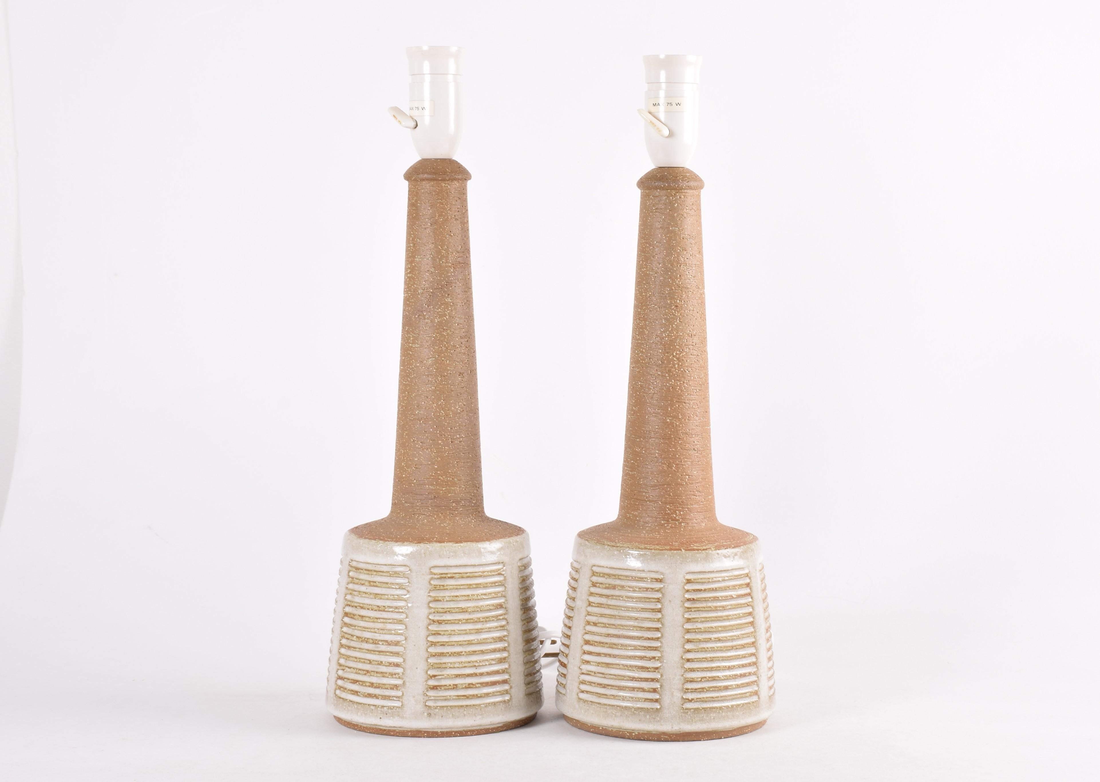 Mid-Century Modern Pair of Palshus Le Klint Table Lamps Sand Color Danish Midcentury Ceramic, 1960s