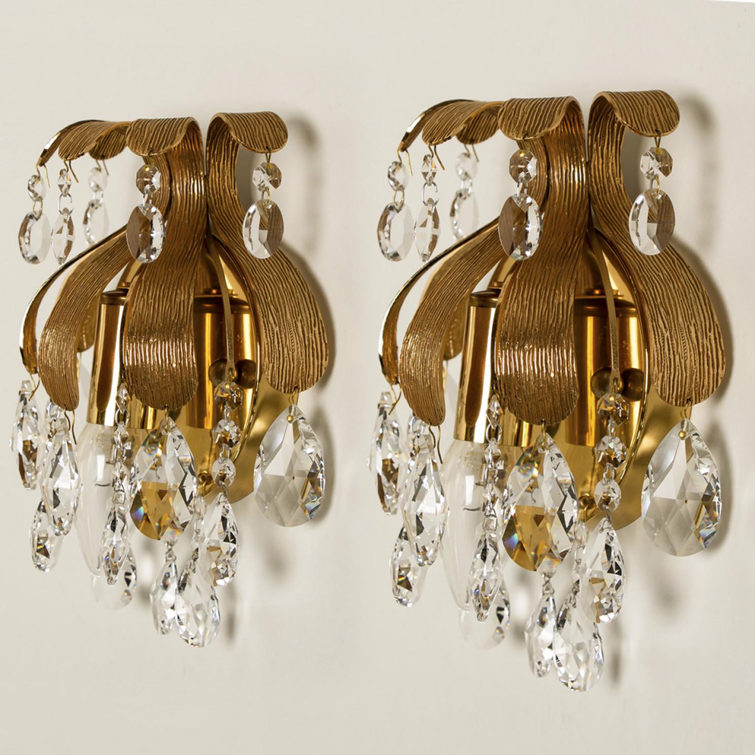 Pair of Palwa Crystal Wall Lights By Ernst Palme, Germany, 1960 In Good Condition For Sale In Rijssen, NL