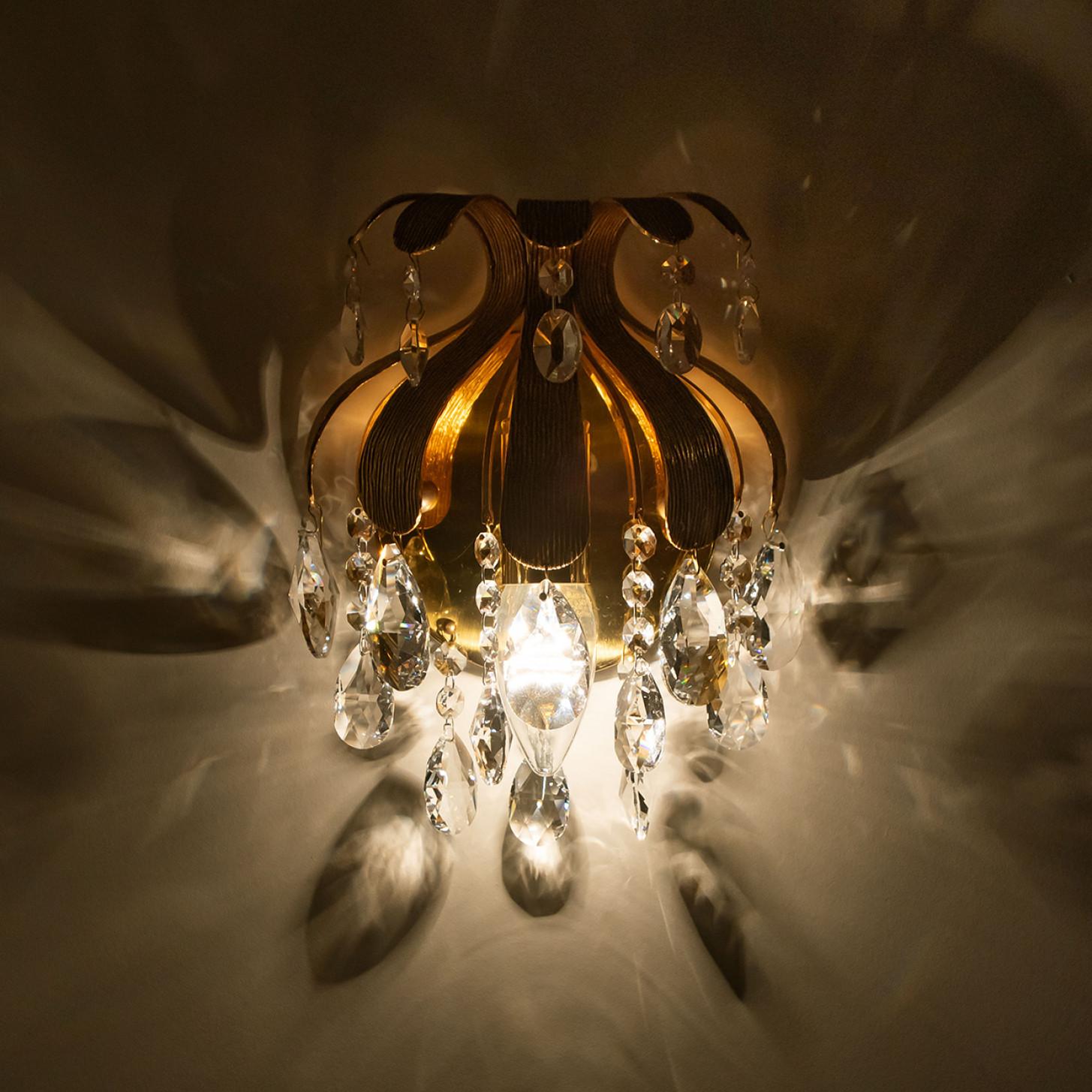 Mid-17th Century Pair of Palwa Crystal Wall Lights By Ernst Palme, Germany, 1960 For Sale