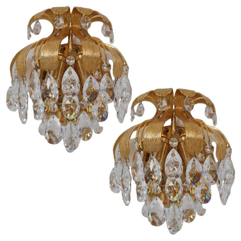 Ein Paar Palwa Crystal Wall Lights von Ernst Palme, Deutschland, 1960