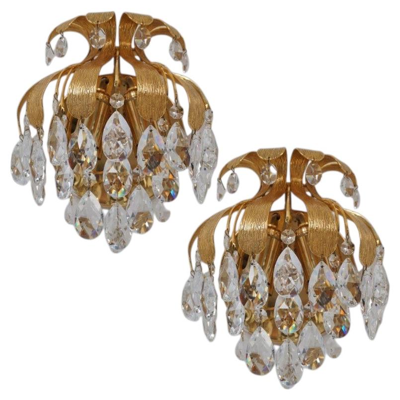Pair of Palwa Crystal Wall Lights By Ernst Palme, Germany, 1960