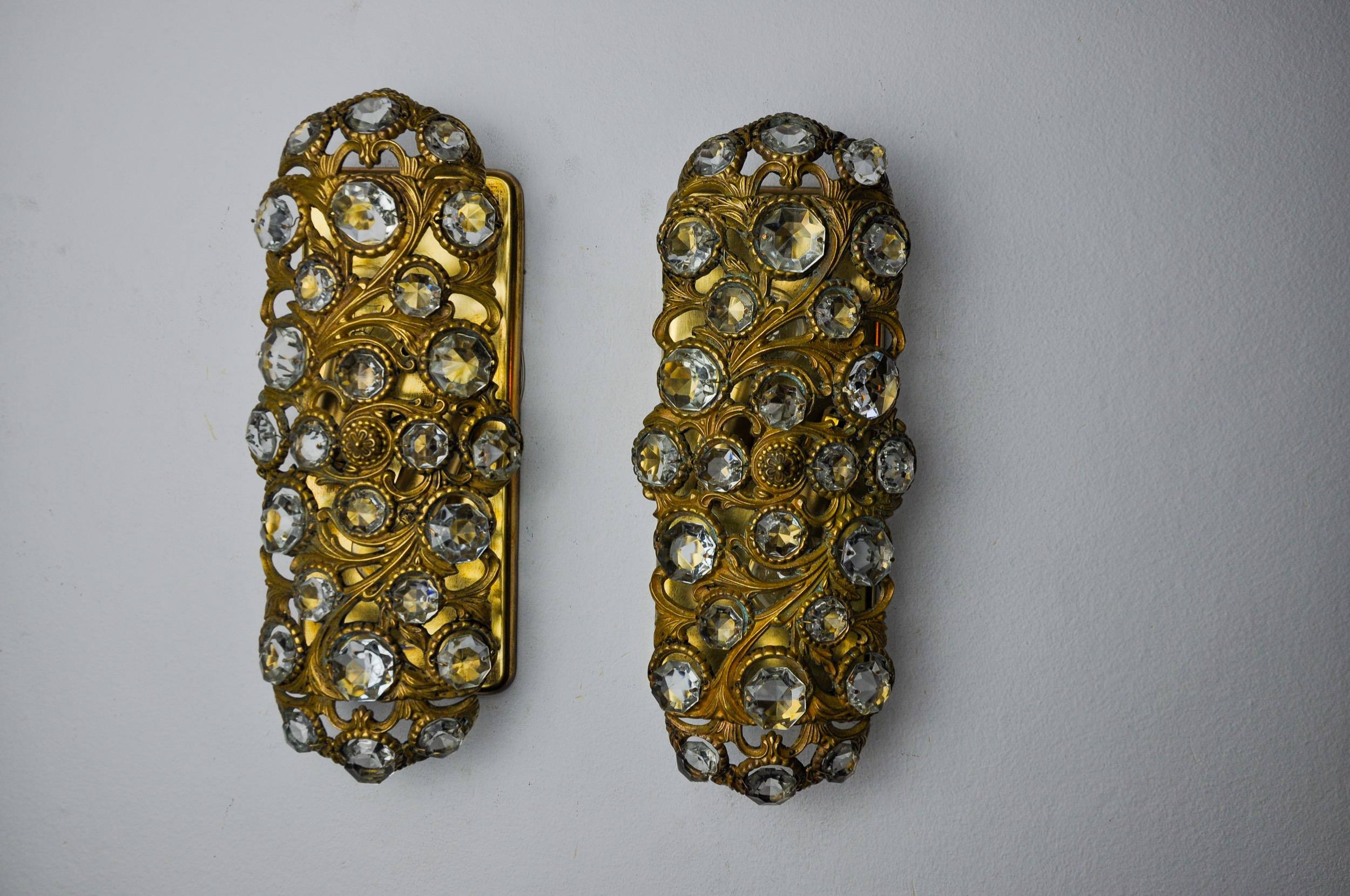 Hollywood Regency Pair of Palwa sconces by Ernest Palm, 1960, Spain For Sale