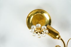 Pareja de candelabros Palwa de cristal floreado sobre marco dorado, Viena, 1960