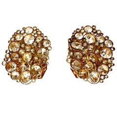 Pair of Palwa Sconces Swarovski Crystals on a Gold-Plated Frame, Vienna, 1960