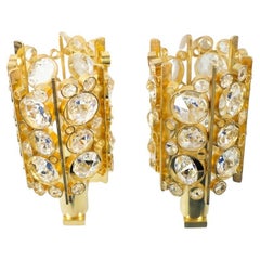 Pair of Palwa Sconces Swarovski Crystals on a Gold-Plated Frame, Vienna, 1960