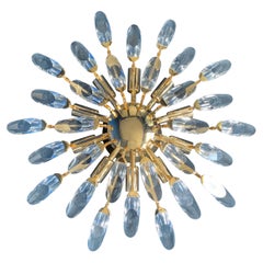 Pair of Palwa Sunburst Gilt Metal Flush Mount, 1970, Austria