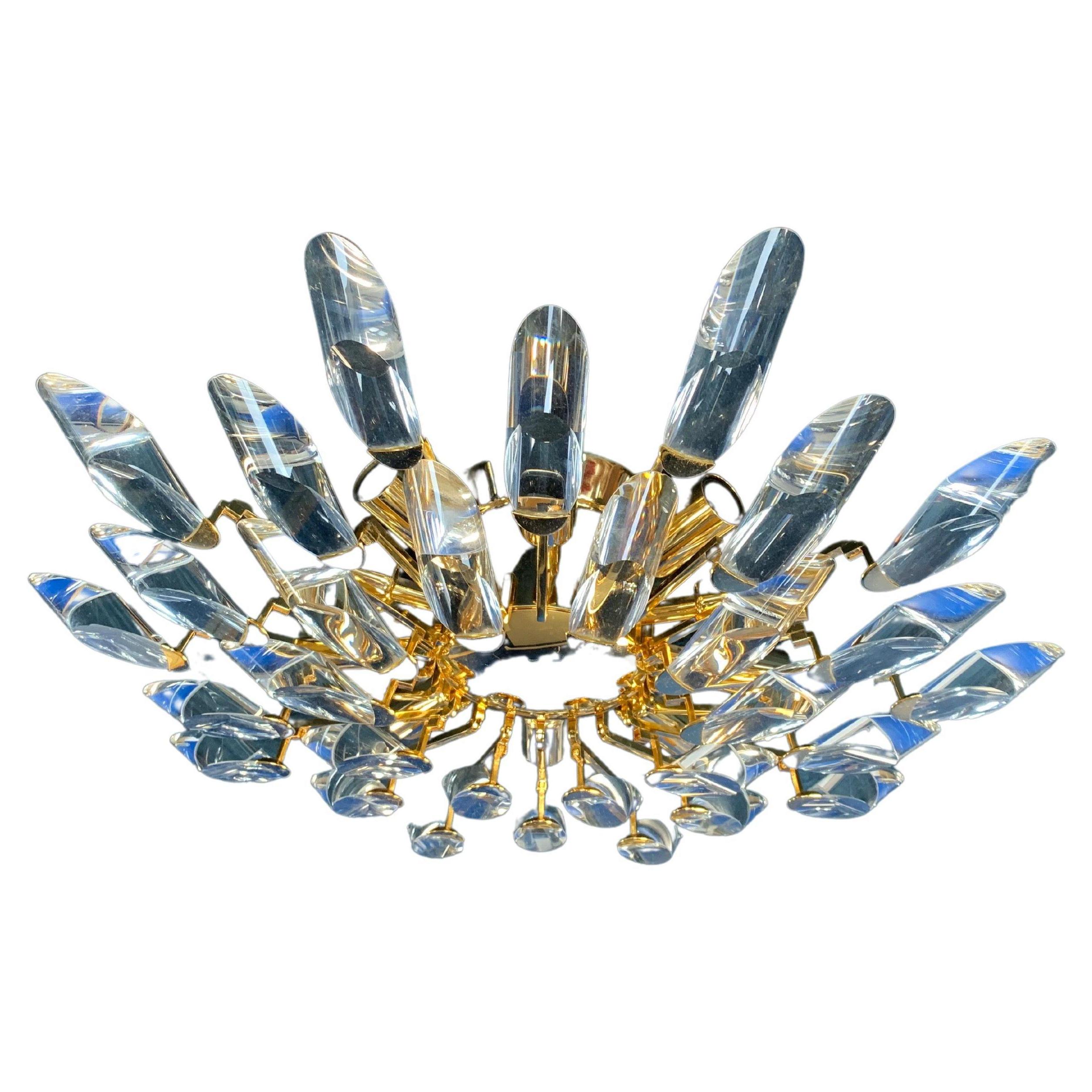 Pair of Palwa Sunburst Gilt Metal Flush Mount, 1970, Austria