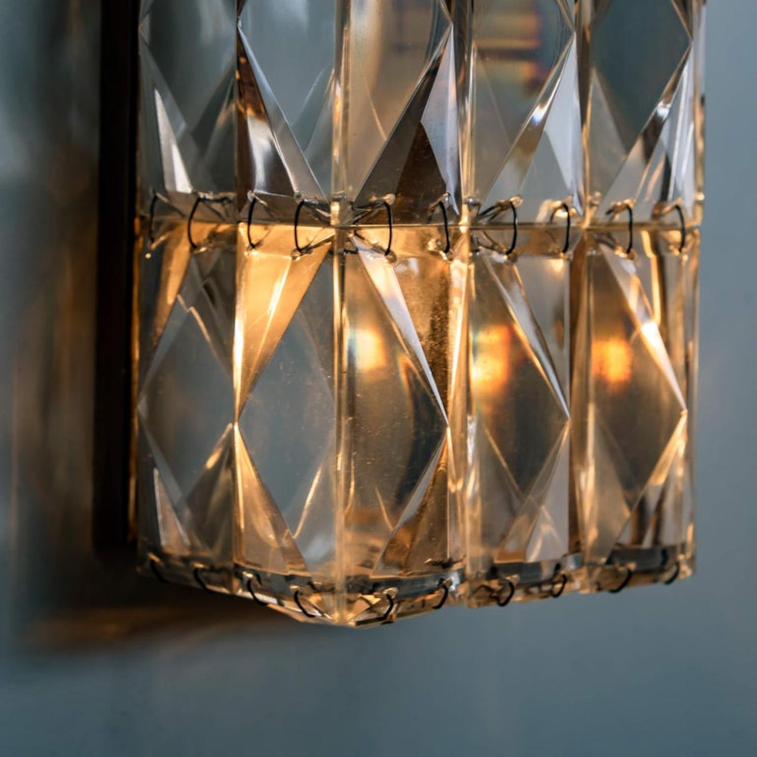 Pair of Palwa Wall Light Fixtures, Chrome-Plated Crystal Glass, 1970 For Sale 3