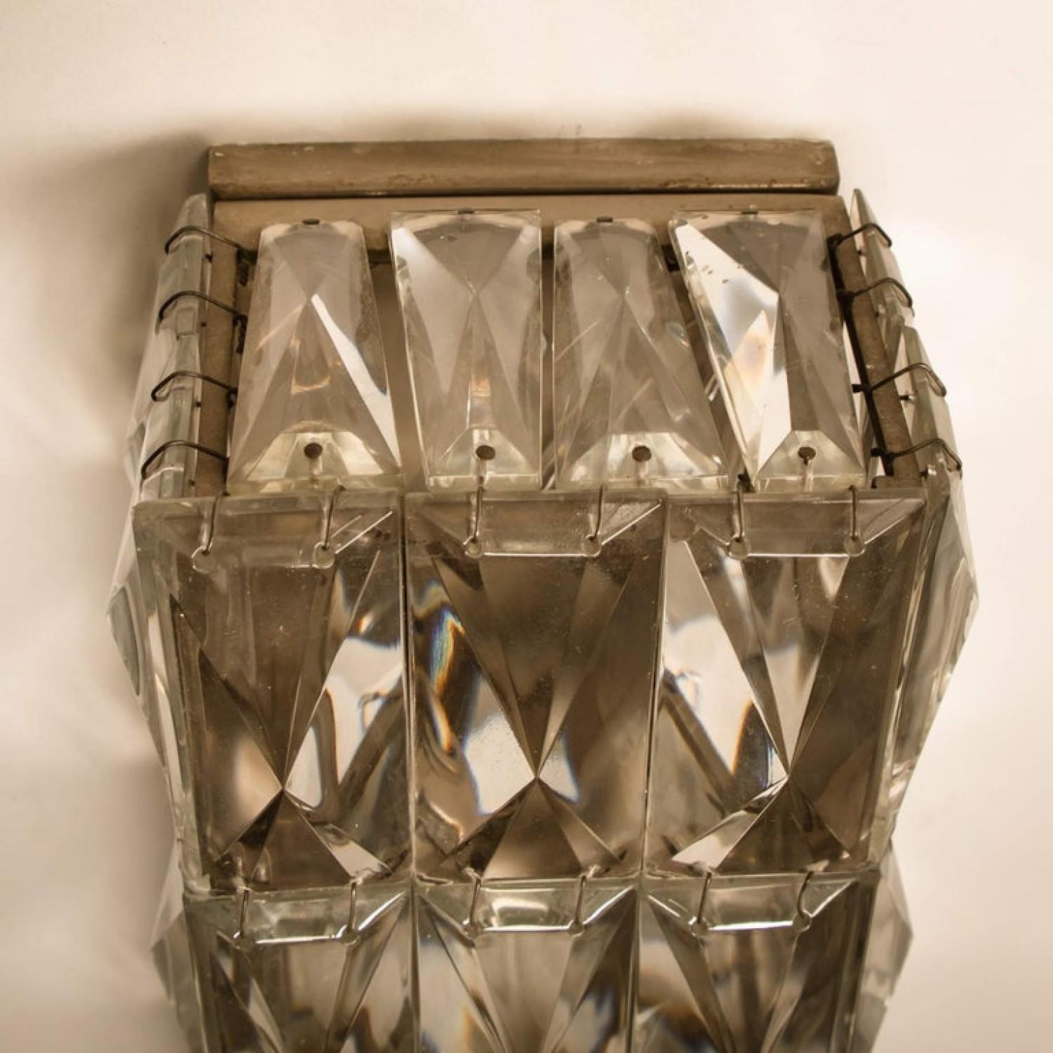 Paar Palwa-Wandleuchten, verchromtes Kristallglas, 1970 im Angebot 7