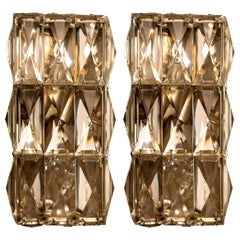 Pair of Bakelowits Wall Light Fixtures, Chrome-Plated Crystal Glass, 1970