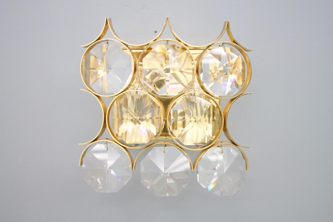 Pair of Palwa Wall Sconces Crystal Glass and Gilded Brass, Germany, 1960s For Sale 4