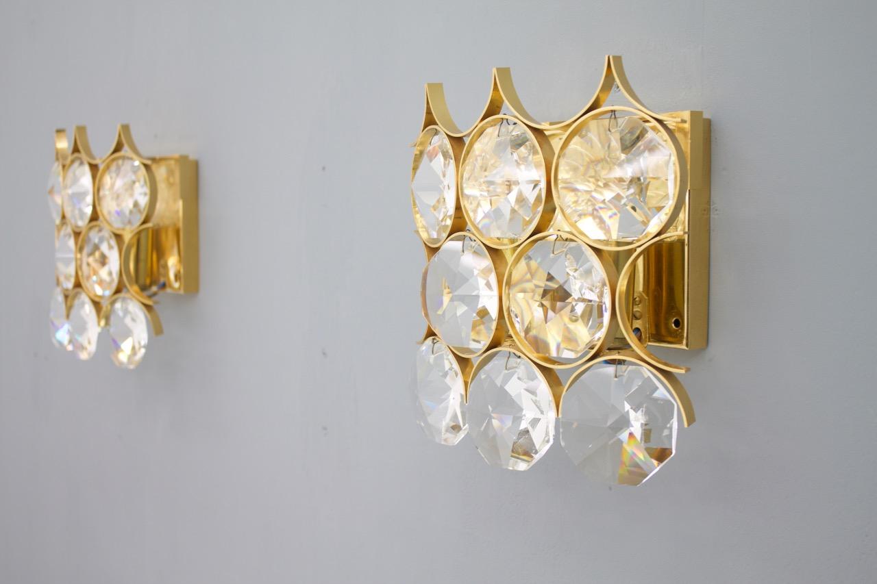 Pair of Palwa Wall Sconces Crystal Glass and Gilded Brass, Germany, 1960s For Sale 5