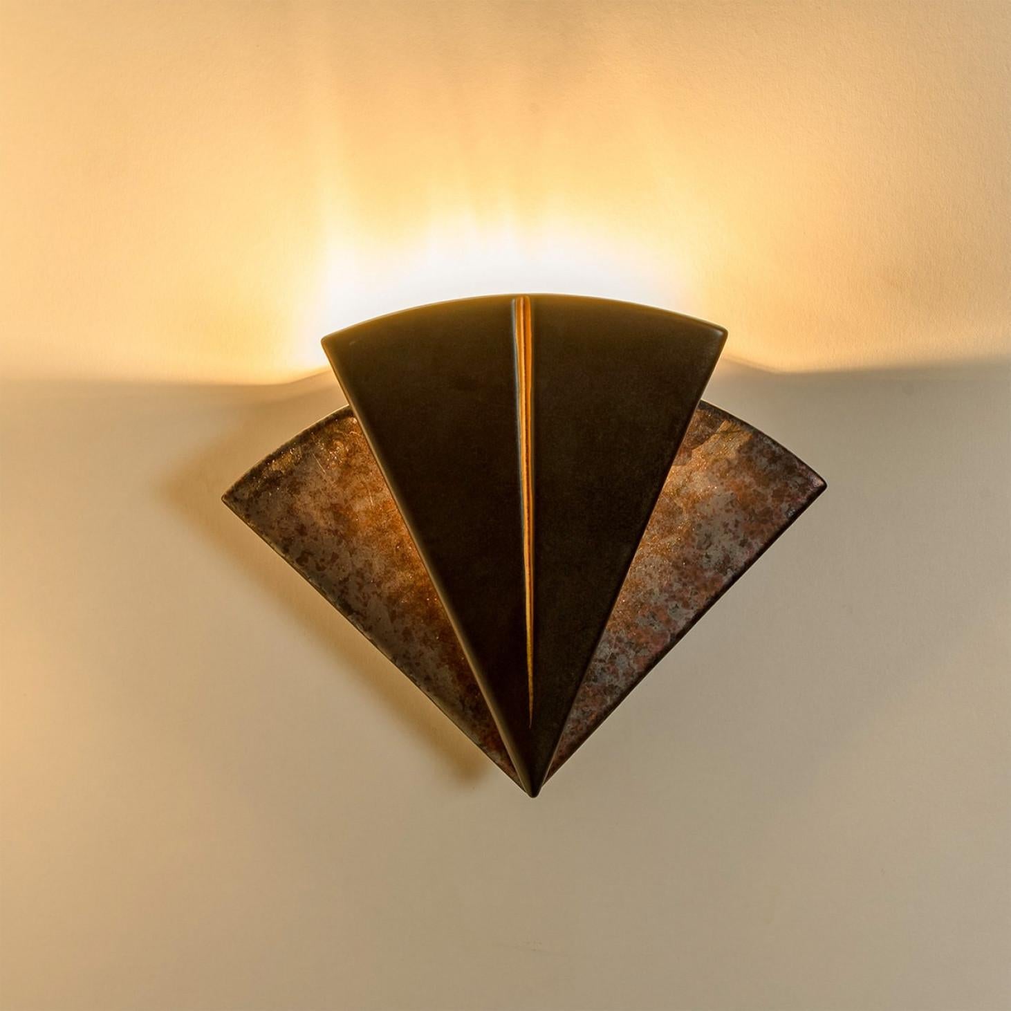 Pair of PAN Keramik Triangle Wall Lights, Germany, 1970s For Sale 3