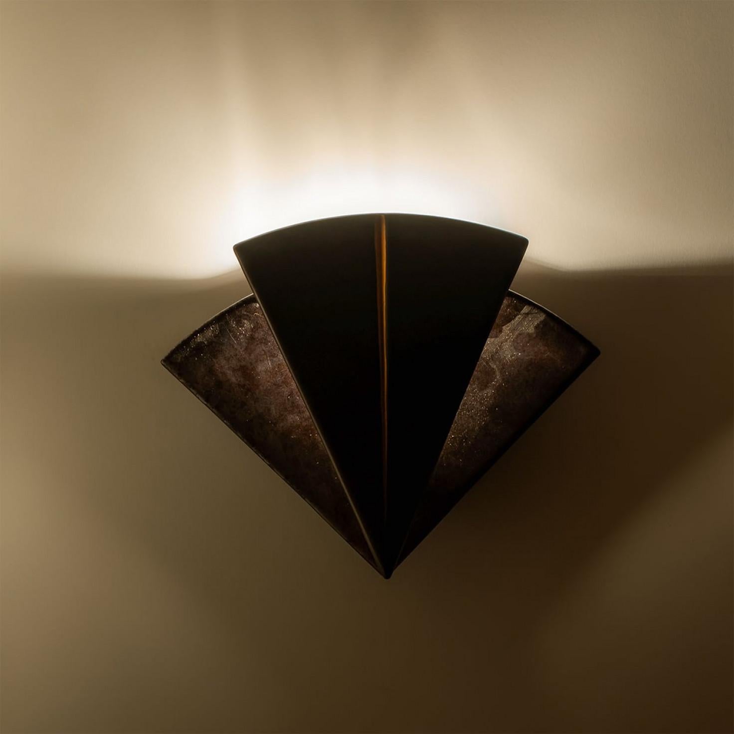 Pair of PAN Keramik Triangle Wall Lights, Germany, 1970s For Sale 4