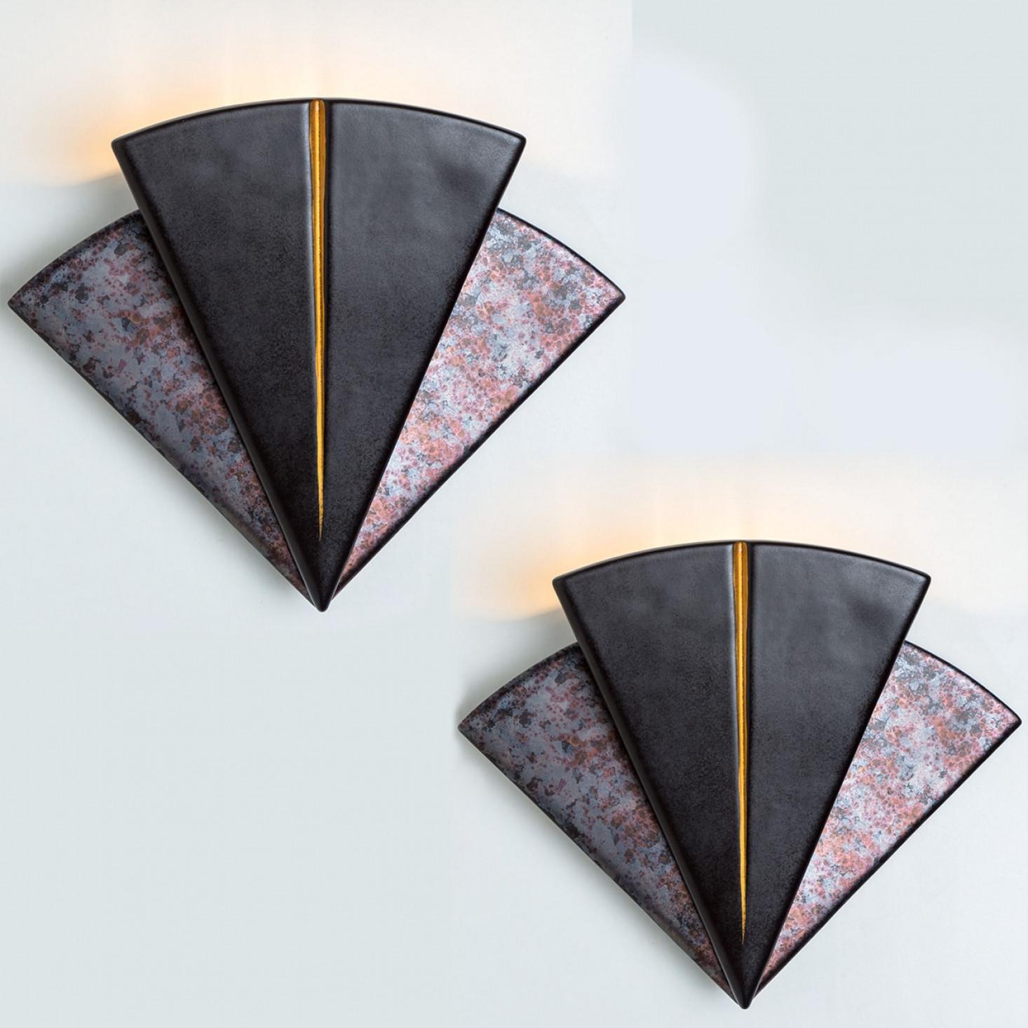 Beautiful ceramic wall lights by PAN Keramik, manufactured in the 1970s in Germany.

Grafical and stylish design.

Dimensions:
Height: 11.81